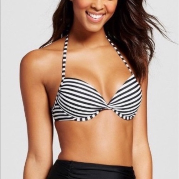 Aerie Bikini Top Striped Brooke 38C Twist Front Padded Halter - Picture 1 of 12